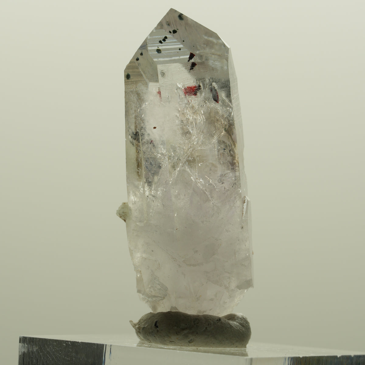 Harlekin Lemurian Skelett Phantom Amethyst mit Prehnit Streep Mine, Namibia 39*16*12mm #15090