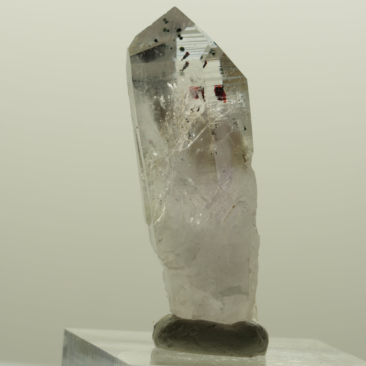 Harlekin Lemurian Skelett Phantom Amethyst mit Prehnit Streep Mine, Namibia 39*16*12mm #15090