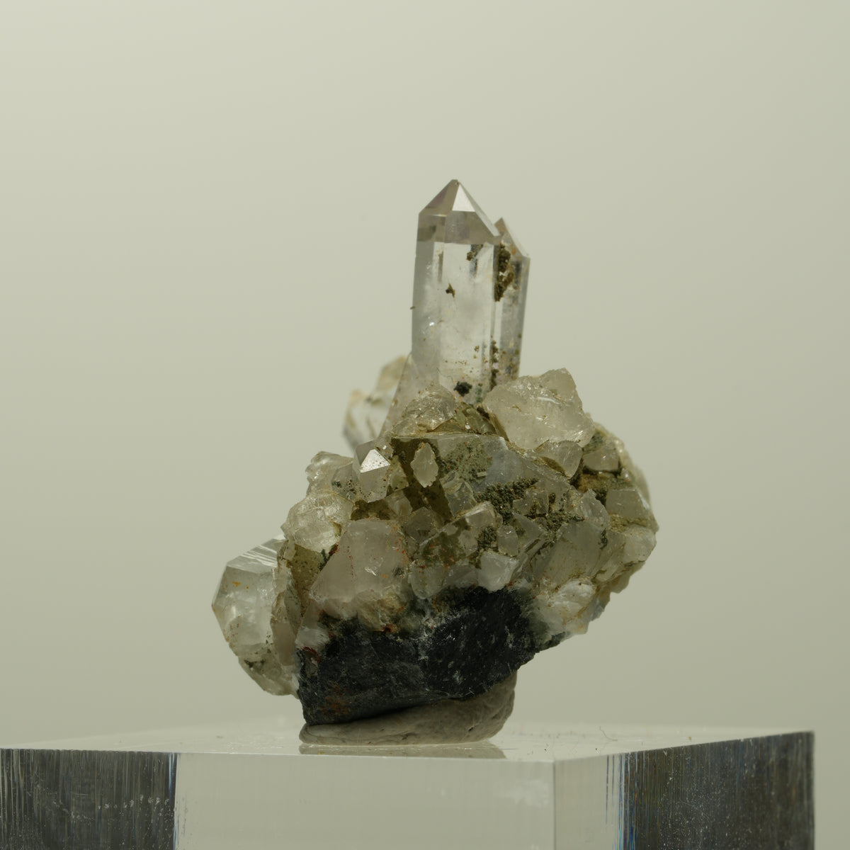 Skelett Phantom Amethyst mit Hämatit, Epidot Stufe Streep Mine, Namibia 30*24*24mm #15094