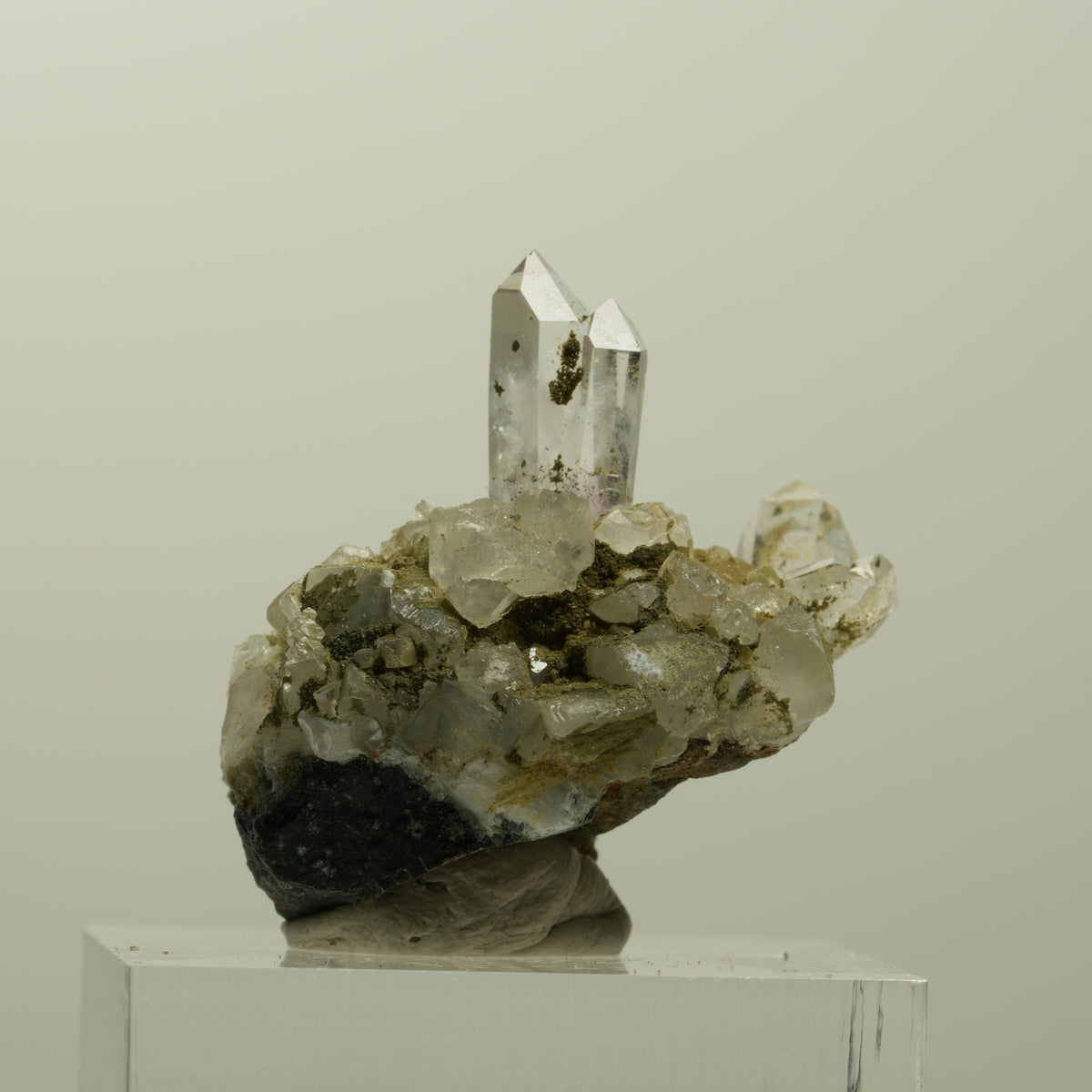 Skelett Phantom Amethyst mit Hämatit, Epidot Stufe Streep Mine, Namibia 30*24*24mm #15094