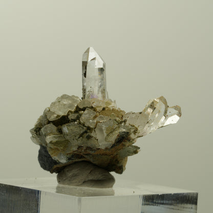 Skelett Phantom Amethyst mit Hämatit, Epidot Stufe Streep Mine, Namibia 30*24*24mm #15094