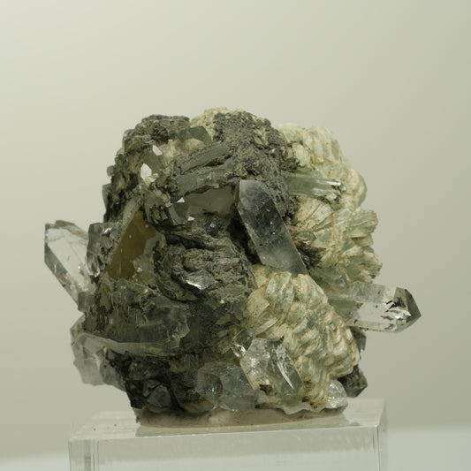 Harlekin Starburst Quarz, Prehnit, Calcit, Epidot, Matrix Streep Mine, Namibia 36*35*27mm #15097