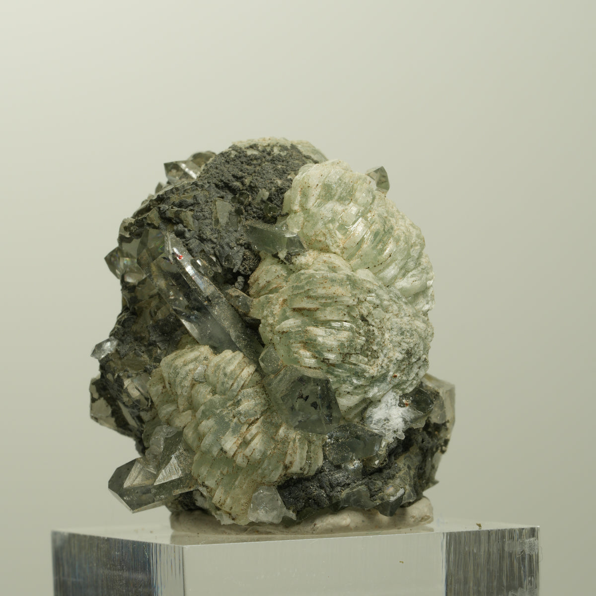 Harlekin Starburst Quarz, Prehnit, Calcit, Epidot, Matrix Streep Mine, Namibia 36*35*27mm #15097