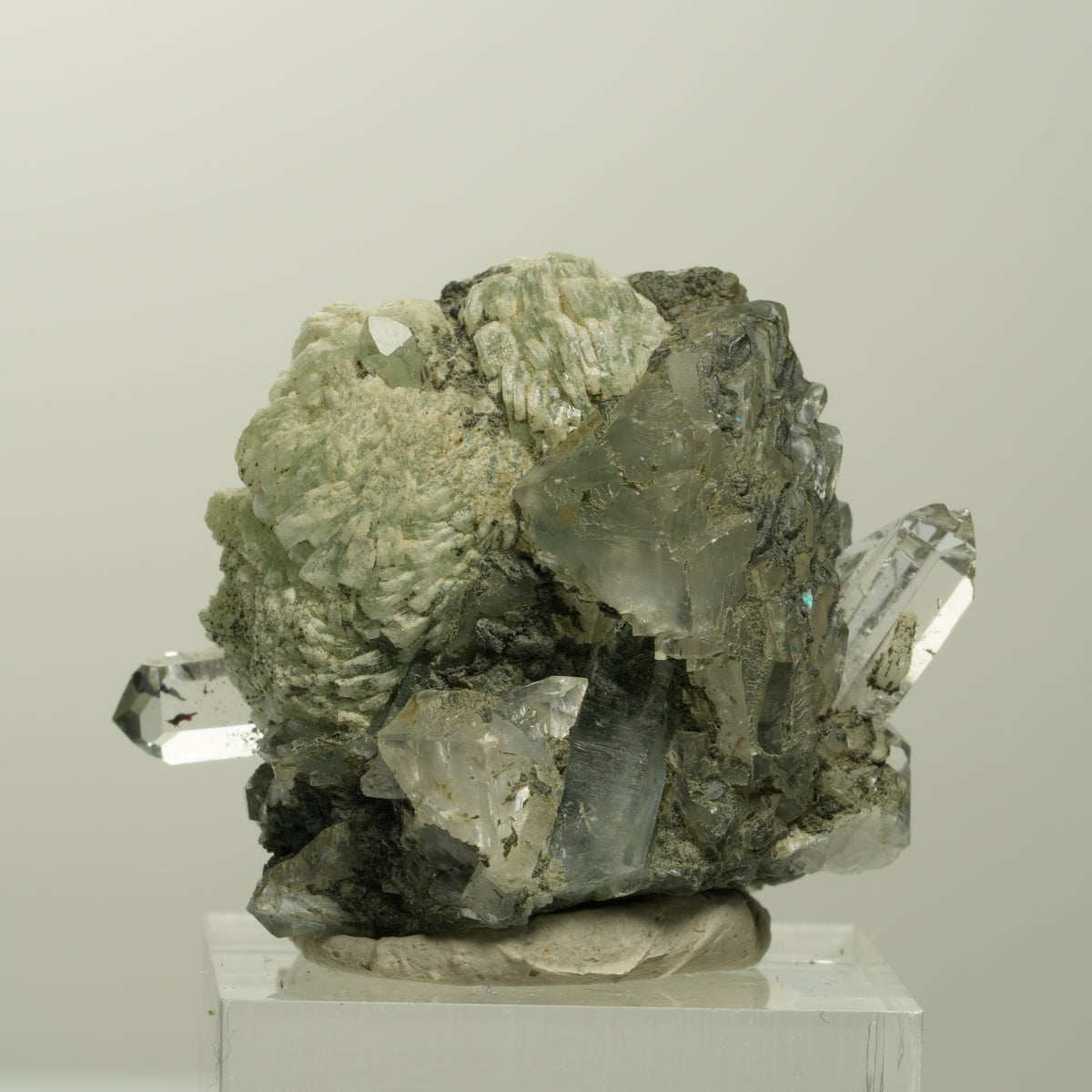 Harlekin Starburst Quarz, Prehnit, Calcit, Epidot, Matrix Streep Mine, Namibia 36*35*27mm #15097