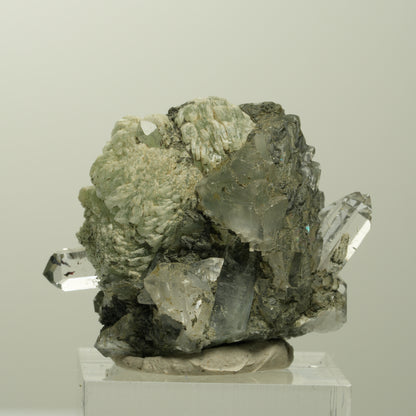 Harlekin Starburst Quarz, Prehnit, Calcit, Epidot, Matrix Streep Mine, Namibia 36*35*27mm #15097