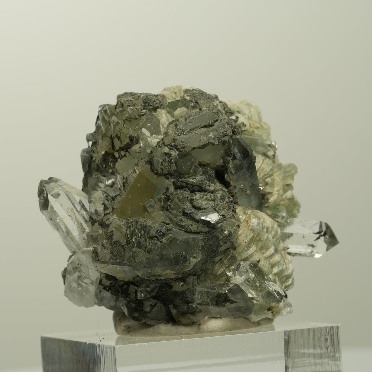 Harlekin Starburst Quarz, Prehnit, Calcit, Epidot, Matrix Streep Mine, Namibia 36*35*27mm #15097