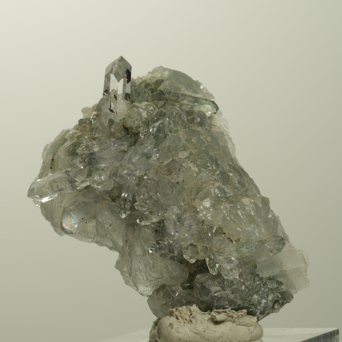 Quartz, calcite, épidote en motif étoile de bouffon sur matrice Streep Mine, Namibie 43*30*21mm #15100