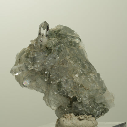 Quartz, calcite, épidote en motif étoile de bouffon sur matrice Streep Mine, Namibie 43*30*21mm #15100