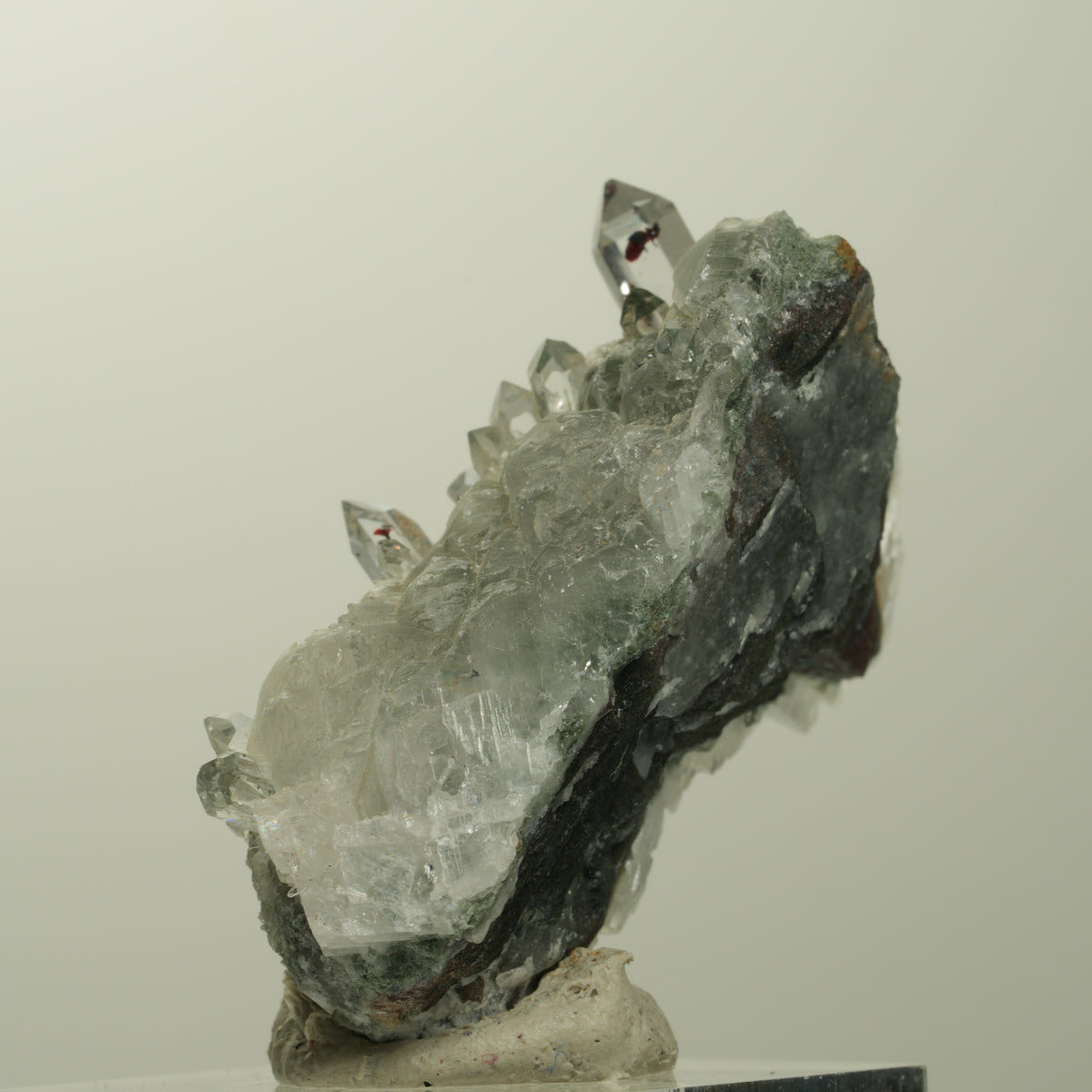 Quartz, calcite, épidote en motif étoile de bouffon sur matrice Streep Mine, Namibie 43*30*21mm #15100