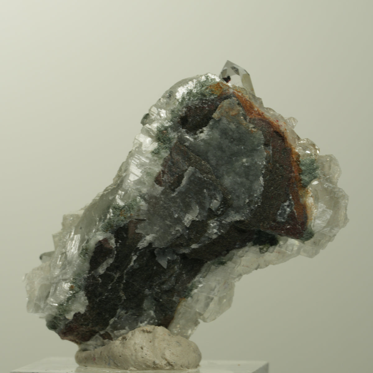 Quartz, calcite, épidote en motif étoile de bouffon sur matrice Streep Mine, Namibie 43*30*21mm #15100