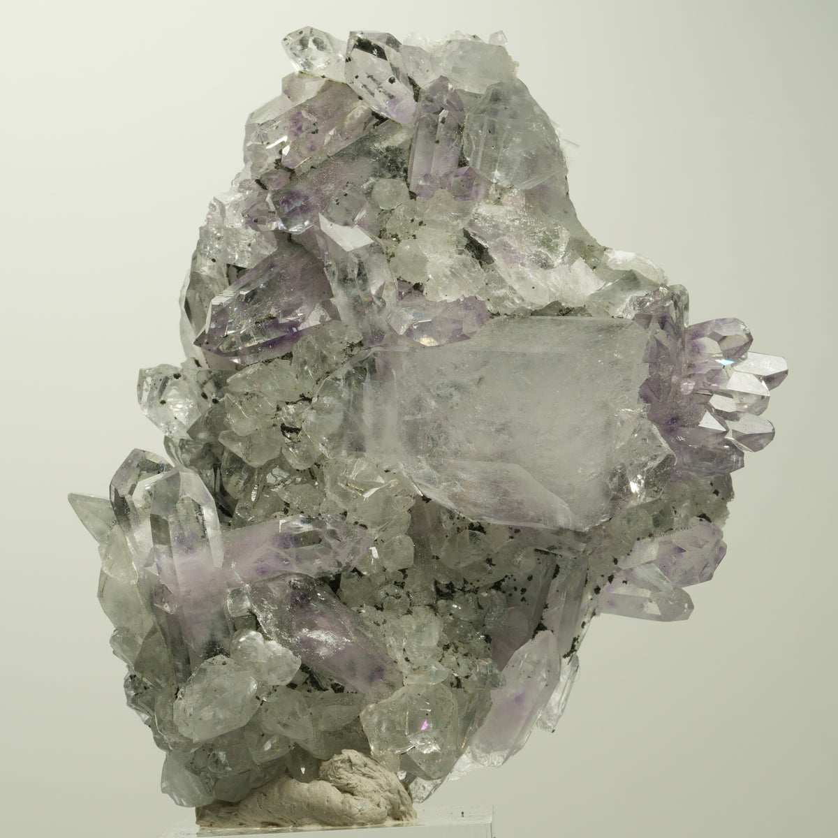 Phantom Amethyst mit Hämatit, Calcit auf Matrix Stufe Streep Mine, Namibia 73*65*29mm #15102