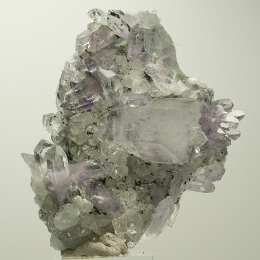 Phantom Amethyst mit Hämatit, Calcit auf Matrix Stufe Streep Mine, Namibia 73*65*29mm #15102