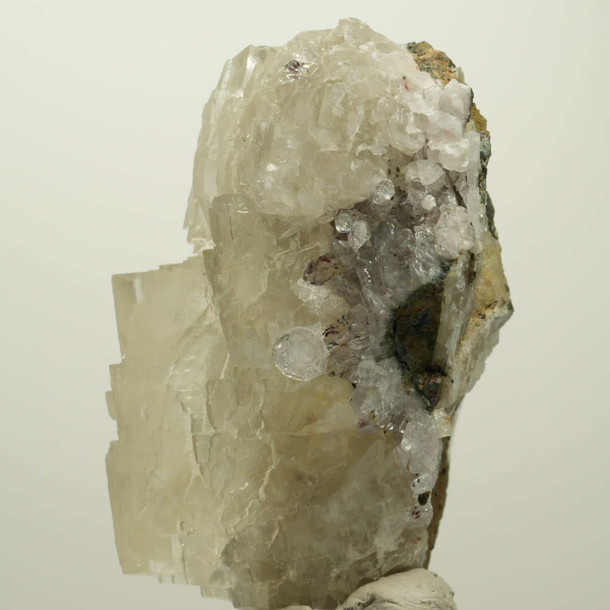 Calcit Würfel, parkettiert, Analcim, Harlekin Quarz Stufe Streep Mine, Namibia 67*45*41mm #15103