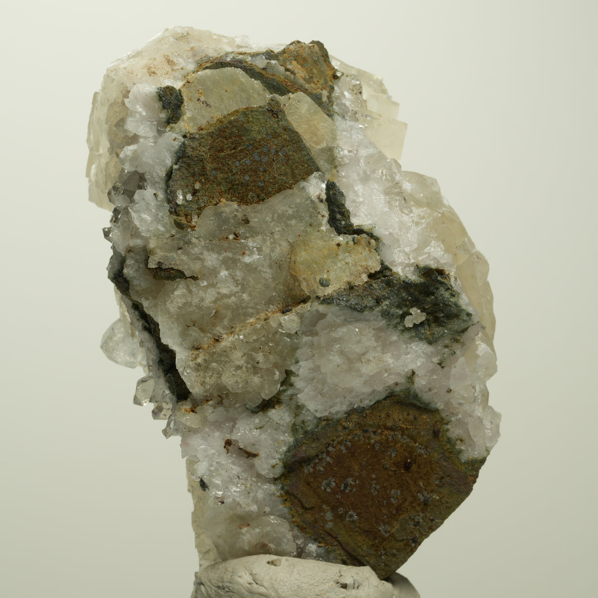 Calcit Würfel, parkettiert, Analcim, Harlekin Quarz Stufe Streep Mine, Namibia 67*45*41mm #15103