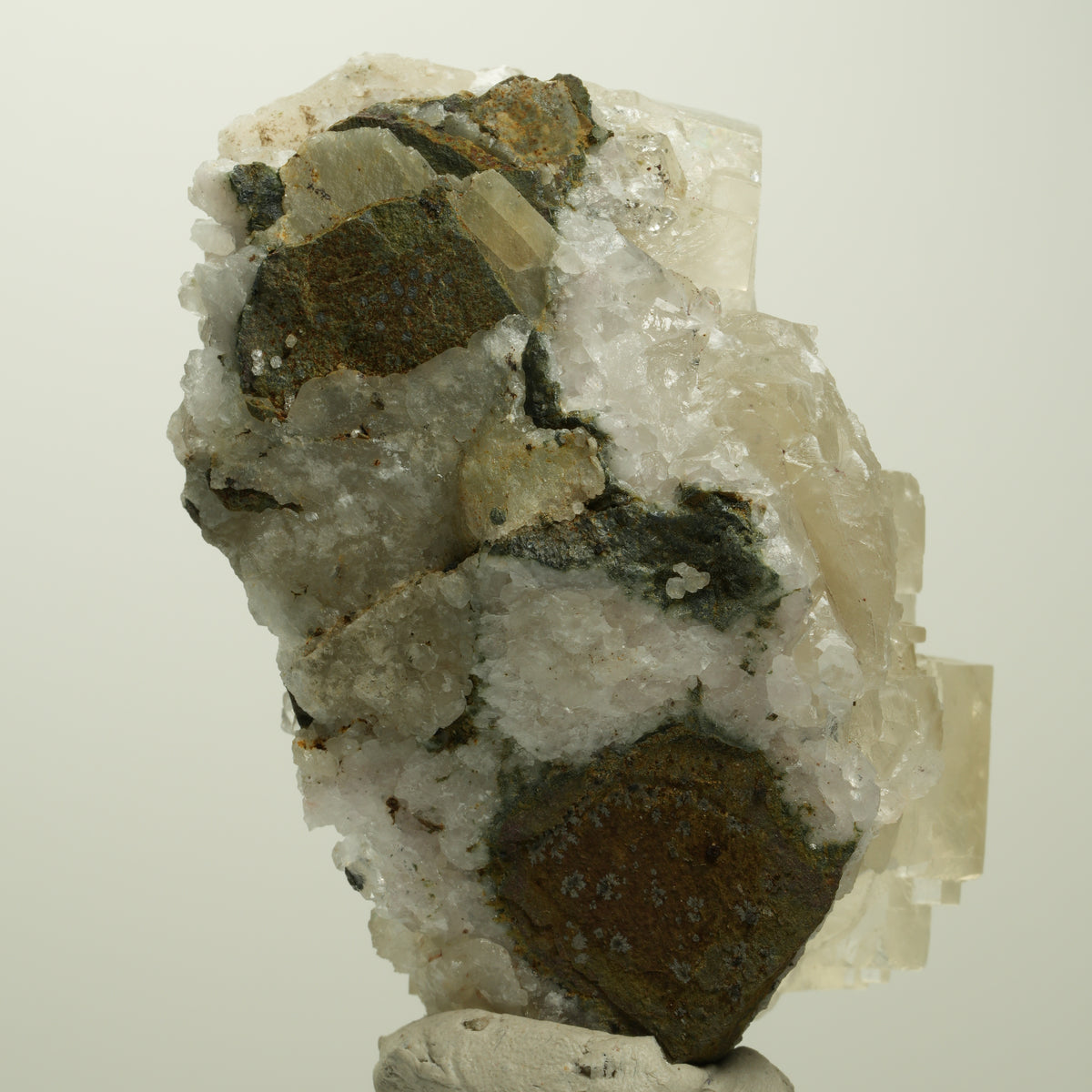 Calcit Würfel, parkettiert, Analcim, Harlekin Quarz Stufe Streep Mine, Namibia 67*45*41mm #15103
