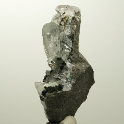 Harlekin Quarz, Calcit, Prehnit, Epidot auf Matrix Stufe Streep Mine, Namibia 73*56*25mm #15105