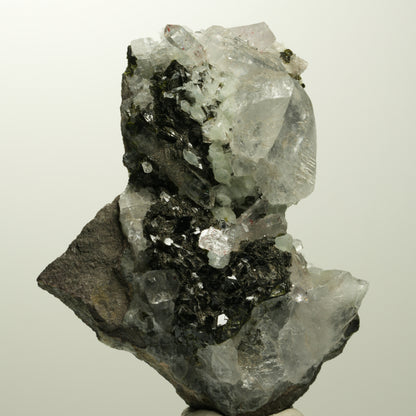 Harlekin Quarz, Calcit, Prehnit, Epidot auf Matrix Stufe Streep Mine, Namibia 73*56*25mm #15105