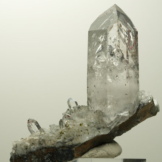 Enhydro Harlekin Quarz, Analcim, Epidot, Calcit auf Matrix Streep Mine, Namibia 73*45*57mm #15106