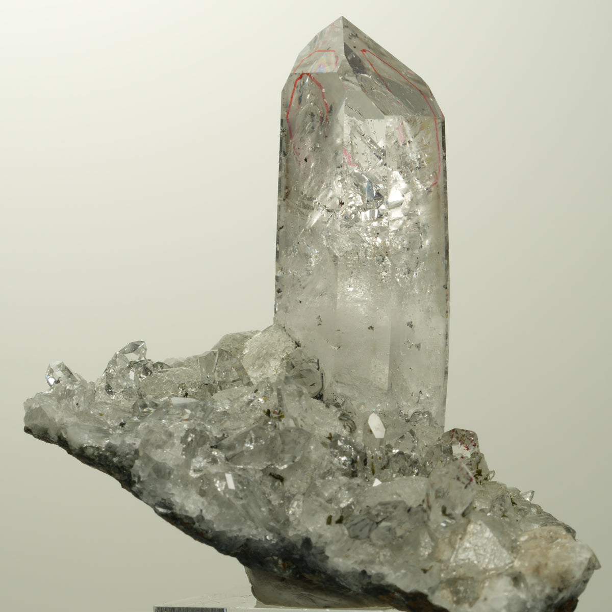 Enhydro Harlekin Quarz, Analcim, Epidot, Calcit auf Matrix Streep Mine, Namibia 73*45*57mm #15106