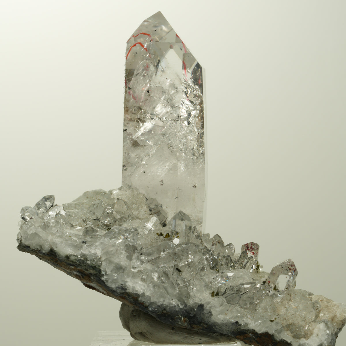 Enhydro Harlekin Quarz, Analcim, Epidot, Calcit auf Matrix Streep Mine, Namibia 73*45*57mm #15106