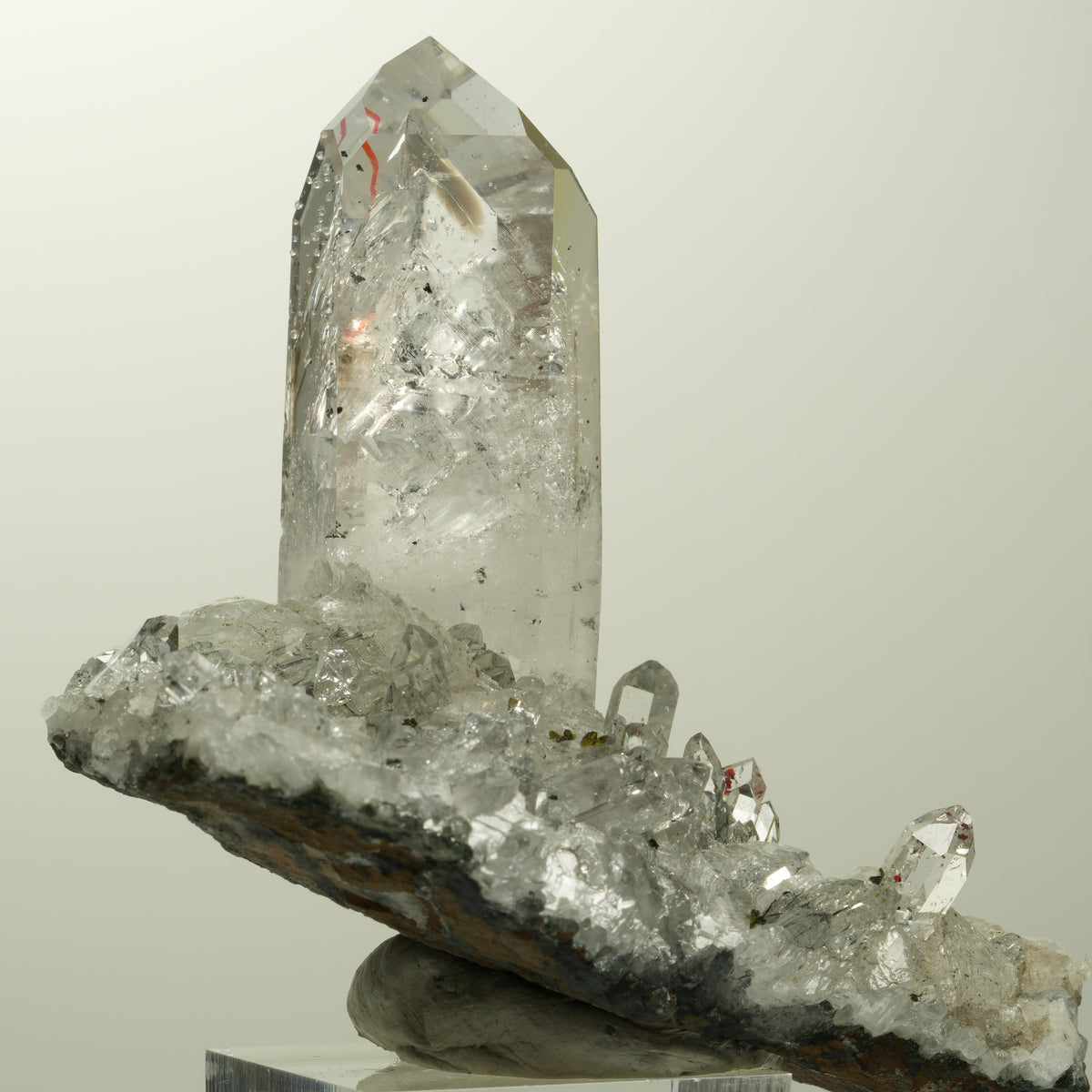 Enhydro Harlekin Quarz, Analcim, Epidot, Calcit auf Matrix Streep Mine, Namibia 73*45*57mm #15106
