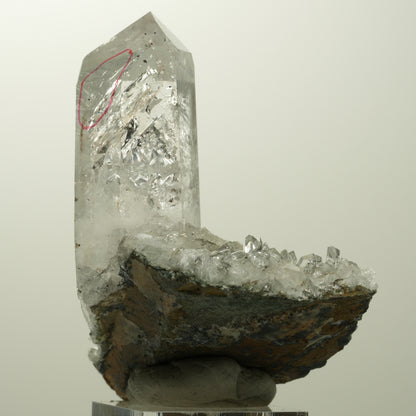 Enhydro Harlekin Quarz, Analcim, Epidot, Calcit auf Matrix Streep Mine, Namibia 73*45*57mm #15106