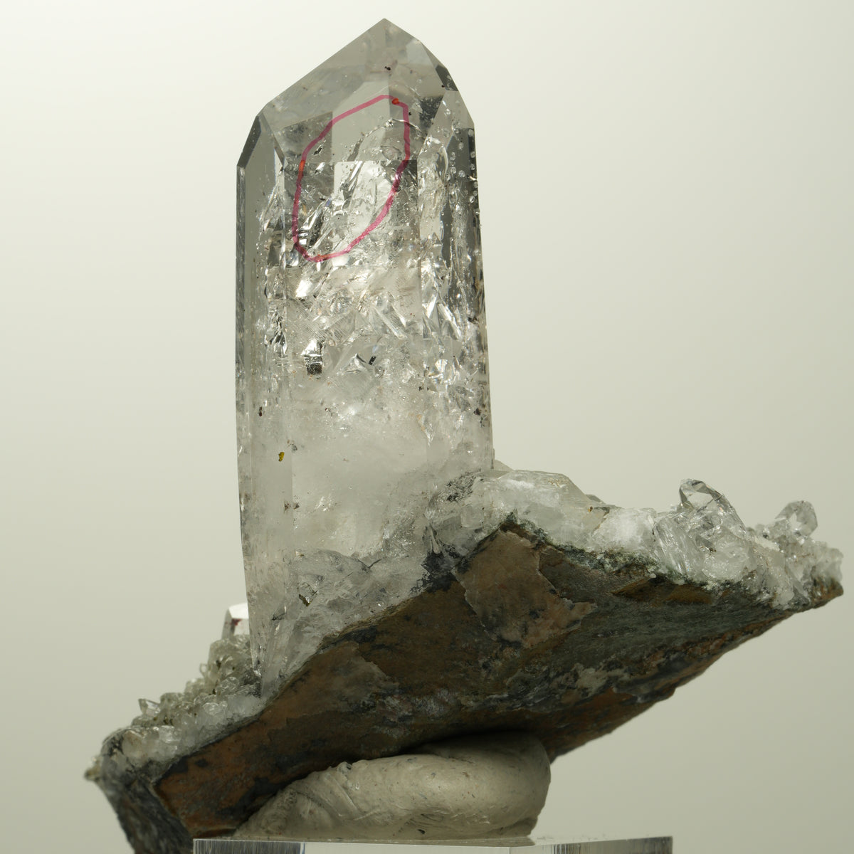 Enhydro Harlekin Quarz, Analcim, Epidot, Calcit auf Matrix Streep Mine, Namibia 73*45*57mm #15106