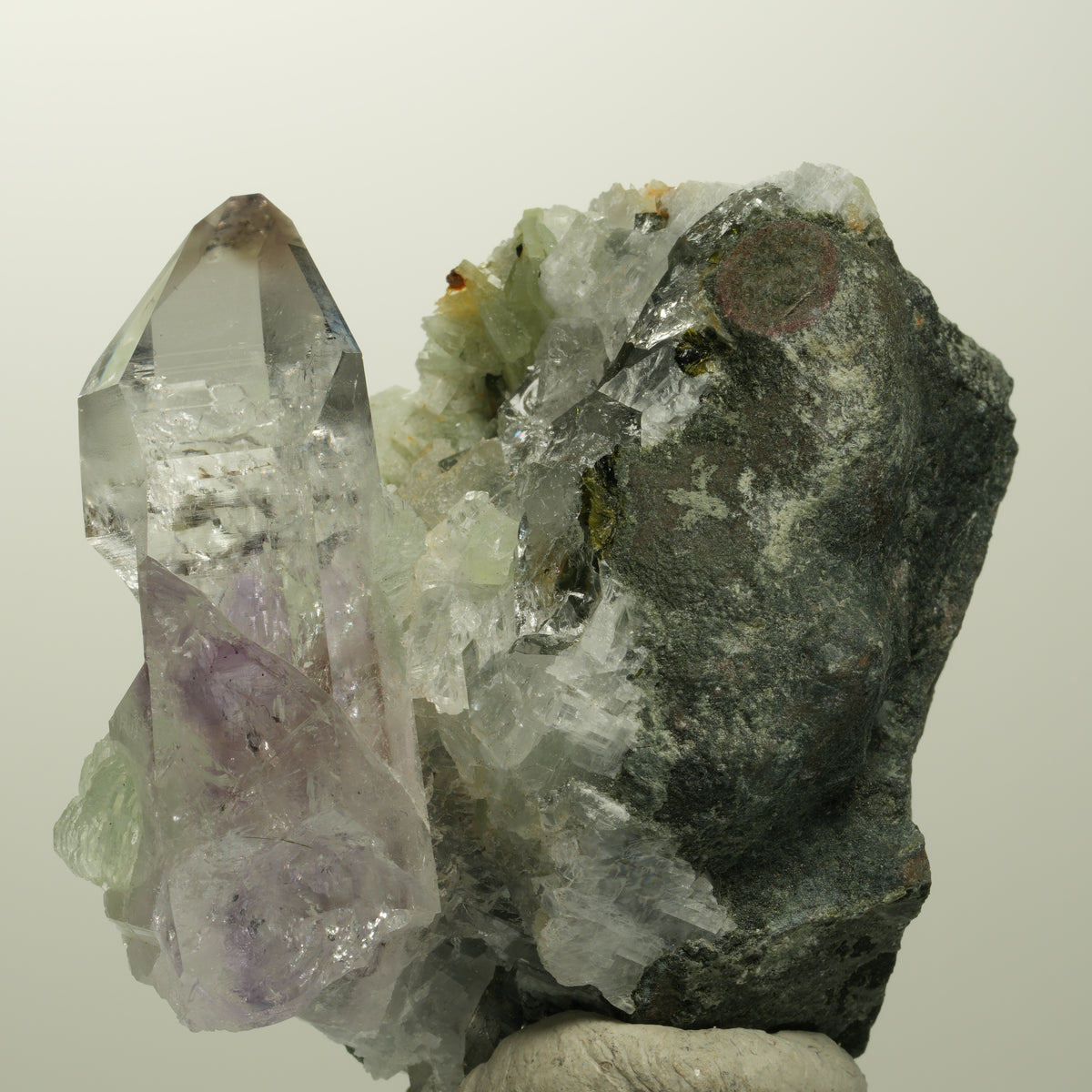 Lemurian Phantom Amethyst, Prehnit, Epidot, Calcit, Matrix Streep Mine, Namibia 52*53*35mm #15107