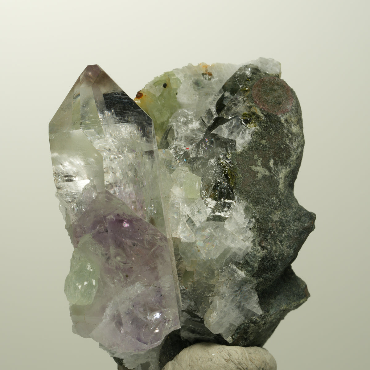 Lemurian Phantom Amethyst, Prehnit, Epidot, Calcit, Matrix Streep Mine, Namibia 52*53*35mm #15107
