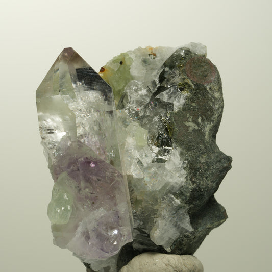 Lemurian Phantom Amethyst, Prehnit, Epidot, Calcit, Matrix Streep Mine, Namibia 52*53*35mm #15107