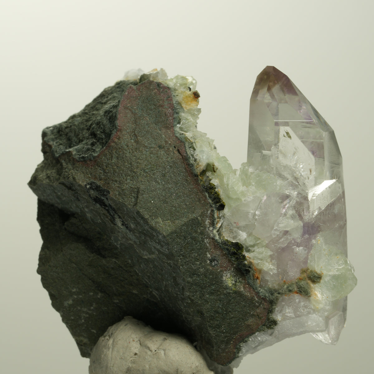 Lemurian Phantom Amethyst, Prehnit, Epidot, Calcit, Matrix Streep Mine, Namibia 52*53*35mm #15107