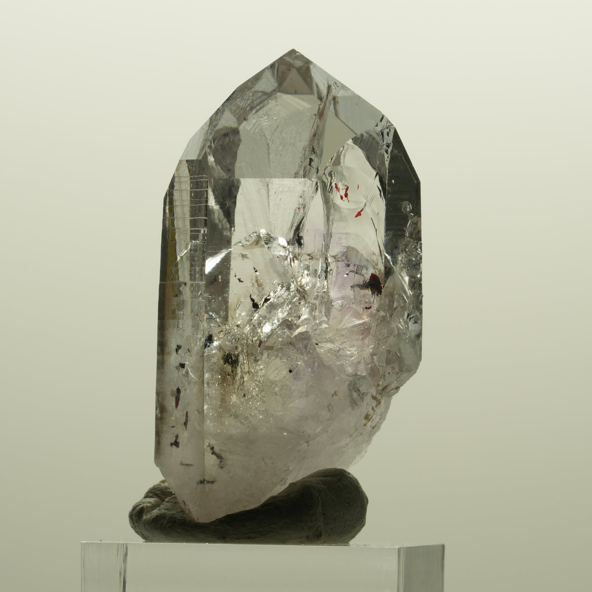 Harlekin Lemurian Phantom Amethyst mit Analcim Streep Mine, Namibia 47*25*22mm #15133