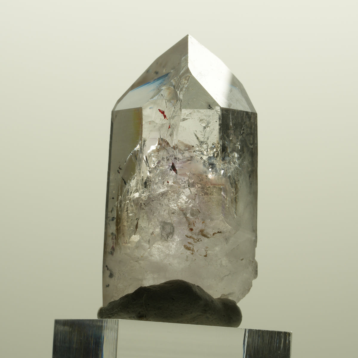 Harlekin Lemurian Phantom Amethyst mit Analcim Streep Mine, Namibia 47*25*22mm #15133