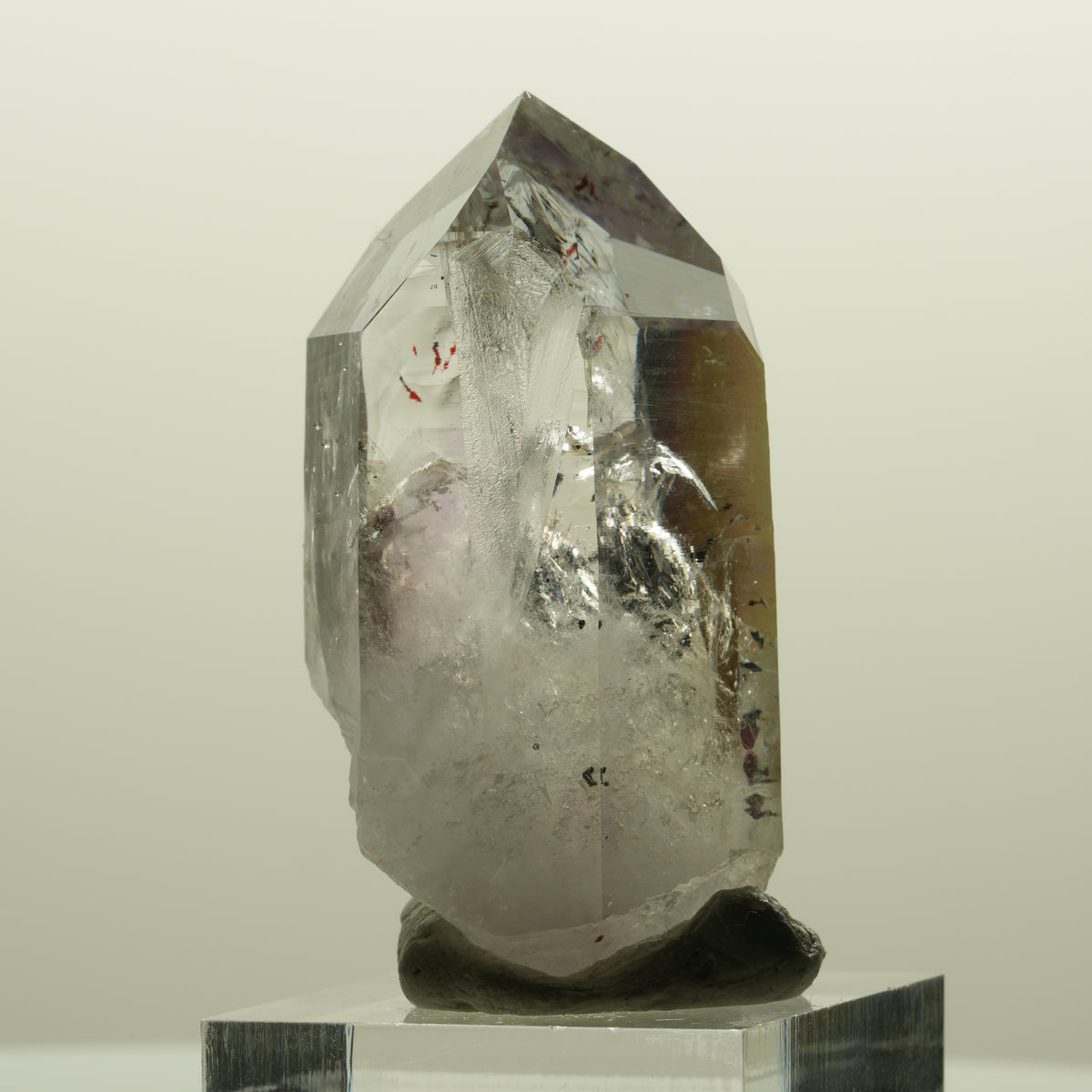 Harlekin Lemurian Phantom Amethyst mit Analcim Streep Mine, Namibia 47*25*22mm #15133