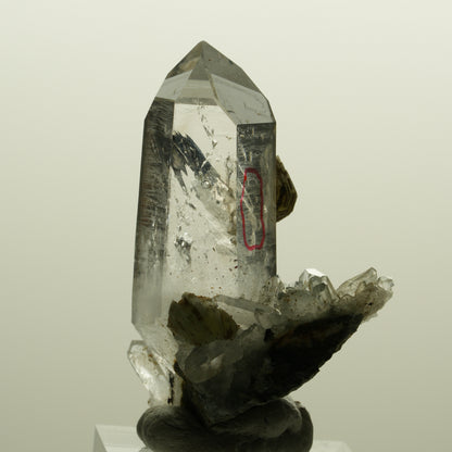 Enhydro Lemurian Phantom Rauchquarz mit Prehnit, 1x Blase Streep Mine, Namibia 47*35*24mm #15138