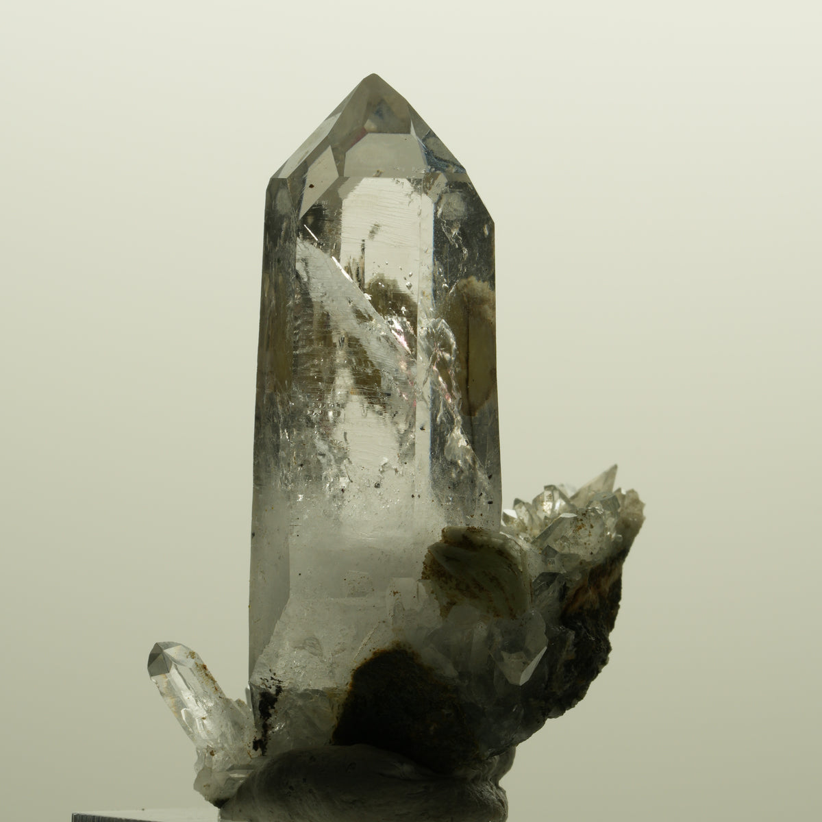 Enhydro Lemurian Phantom Rauchquarz mit Prehnit, 1x Blase Streep Mine, Namibia 47*35*24mm #15138
