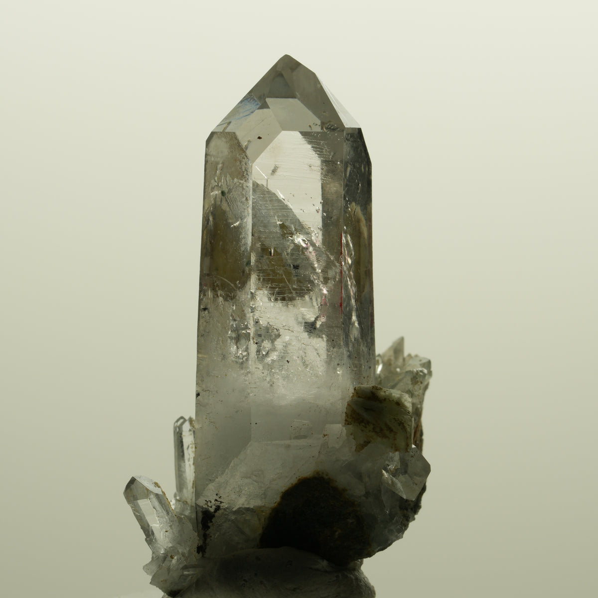 Enhydro Lemurian Phantom Rauchquarz mit Prehnit, 1x Blase Streep Mine, Namibia 47*35*24mm #15138