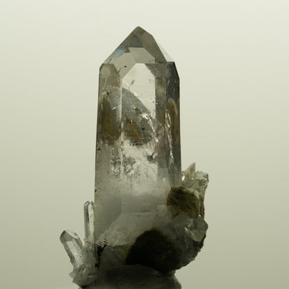 Enhydro Lemurian Phantom Rauchquarz mit Prehnit, 1x Blase Streep Mine, Namibia 47*35*24mm #15138