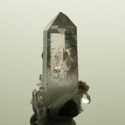 Enhydro Lemurian Phantom Rauchquarz mit Prehnit, 1x Blase Streep Mine, Namibia 47*35*24mm #15138