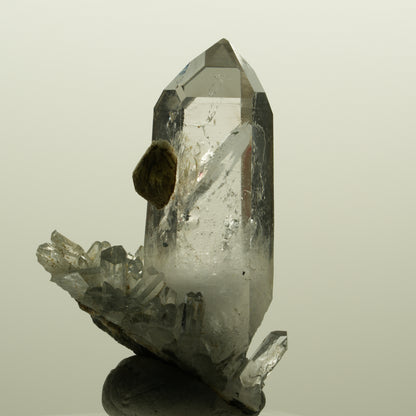 Enhydro Lemurian Phantom Rauchquarz mit Prehnit, 1x Blase Streep Mine, Namibia 47*35*24mm #15138