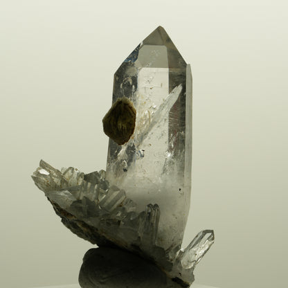 Enhydro Lemurian Phantom Rauchquarz mit Prehnit, 1x Blase Streep Mine, Namibia 47*35*24mm #15138