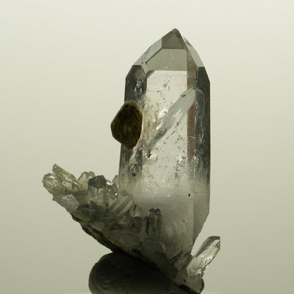 Enhydro Lemurian Phantom Rauchquarz mit Prehnit, 1x Blase Streep Mine, Namibia 47*35*24mm #15138