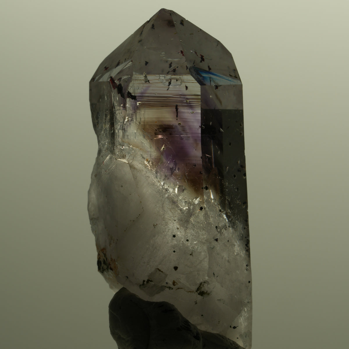 Harlekin Lemurian Phantom Amethyst mit Epidot Streep Mine, Namibia 54*26*20mm #15144