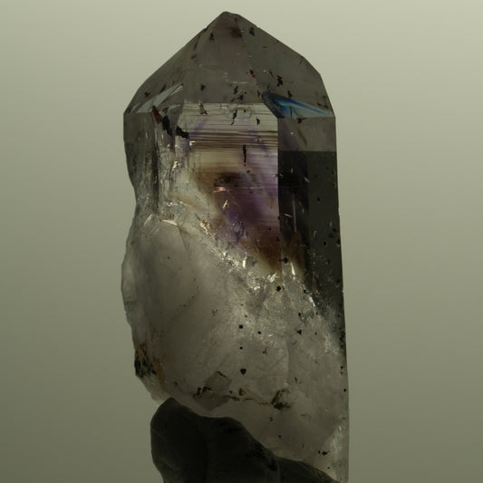 Harlekin Lemurian Phantom Amethyst mit Epidot Streep Mine, Namibia 54*26*20mm #15144