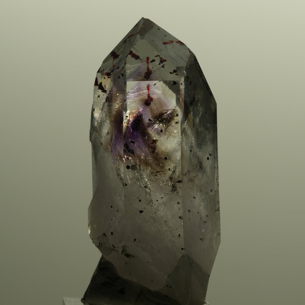 Harlekin Lemurian Phantom Amethyst mit Epidot Streep Mine, Namibia 54*26*20mm #15144