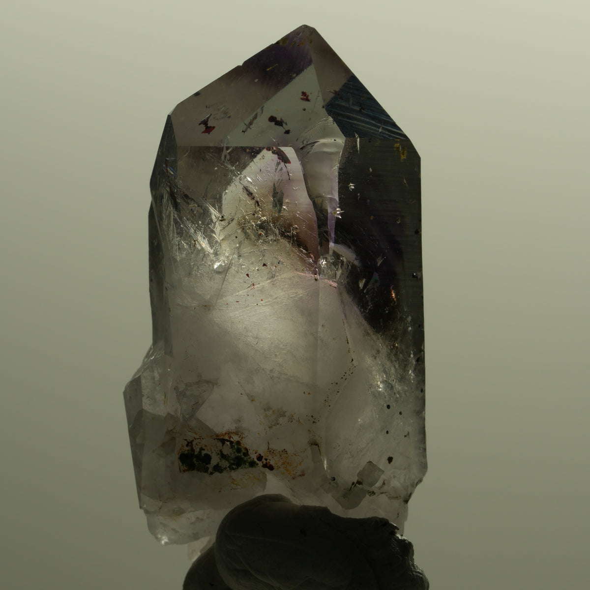 Harlekin Lemurian Phantom Amethyst mit Epidot Streep Mine, Namibia 54*26*20mm #15144
