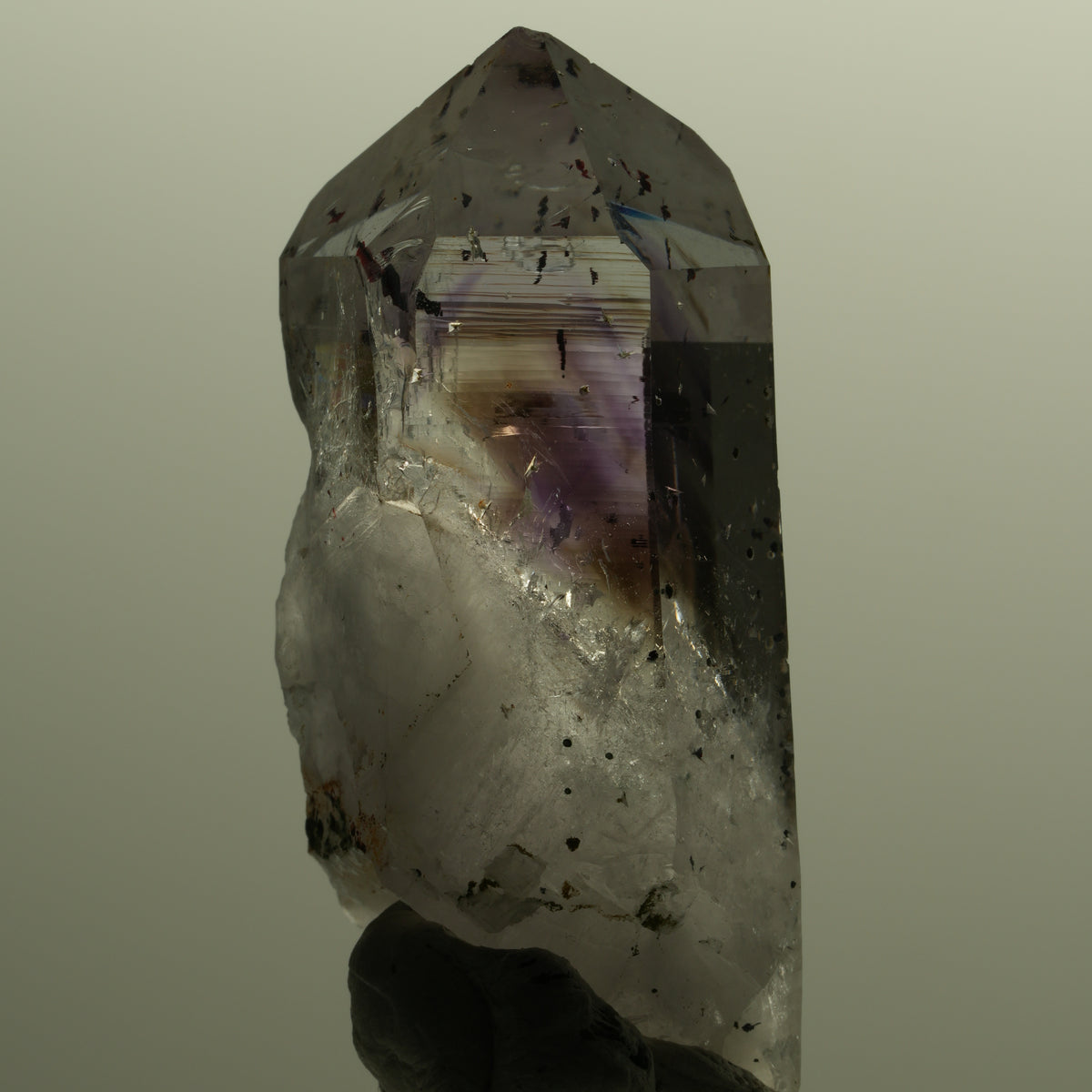 Harlekin Lemurian Phantom Amethyst mit Epidot Streep Mine, Namibia 54*26*20mm #15144