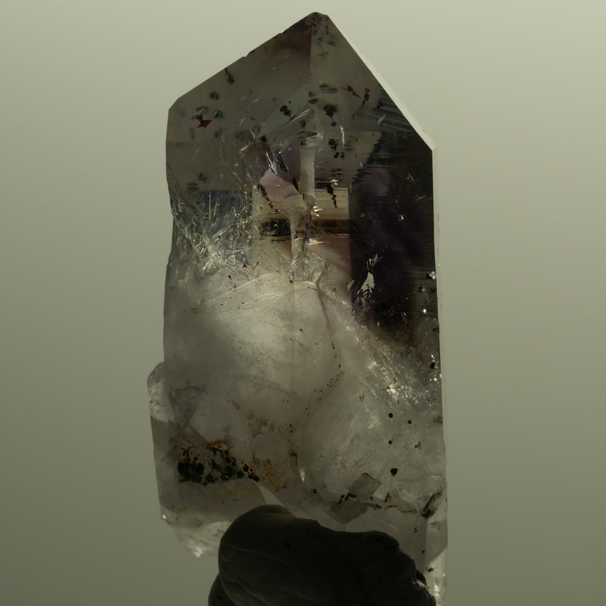 Harlekin Lemurian Phantom Amethyst mit Epidot Streep Mine, Namibia 54*26*20mm #15144