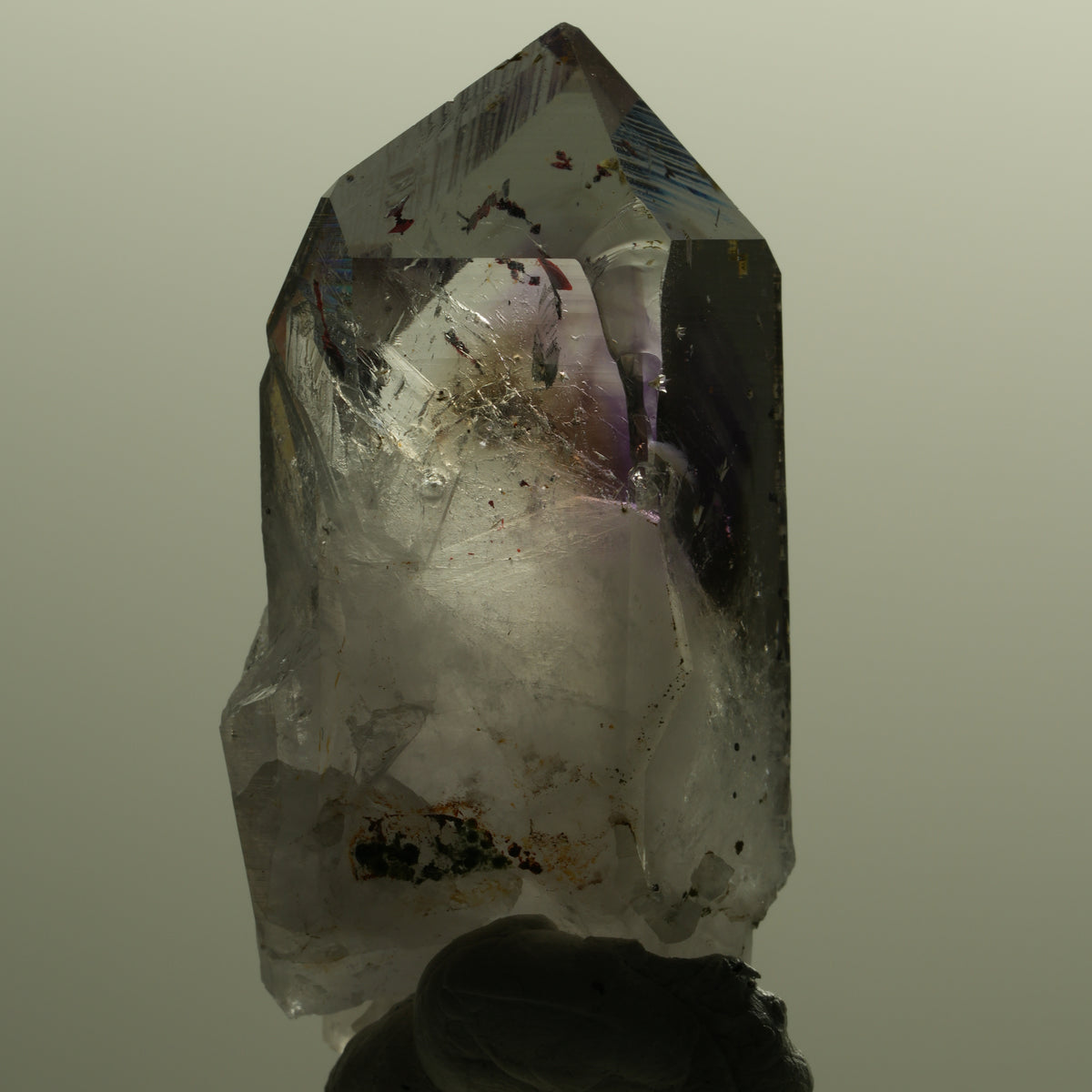 Harlekin Lemurian Phantom Amethyst mit Epidot Streep Mine, Namibia 54*26*20mm #15144