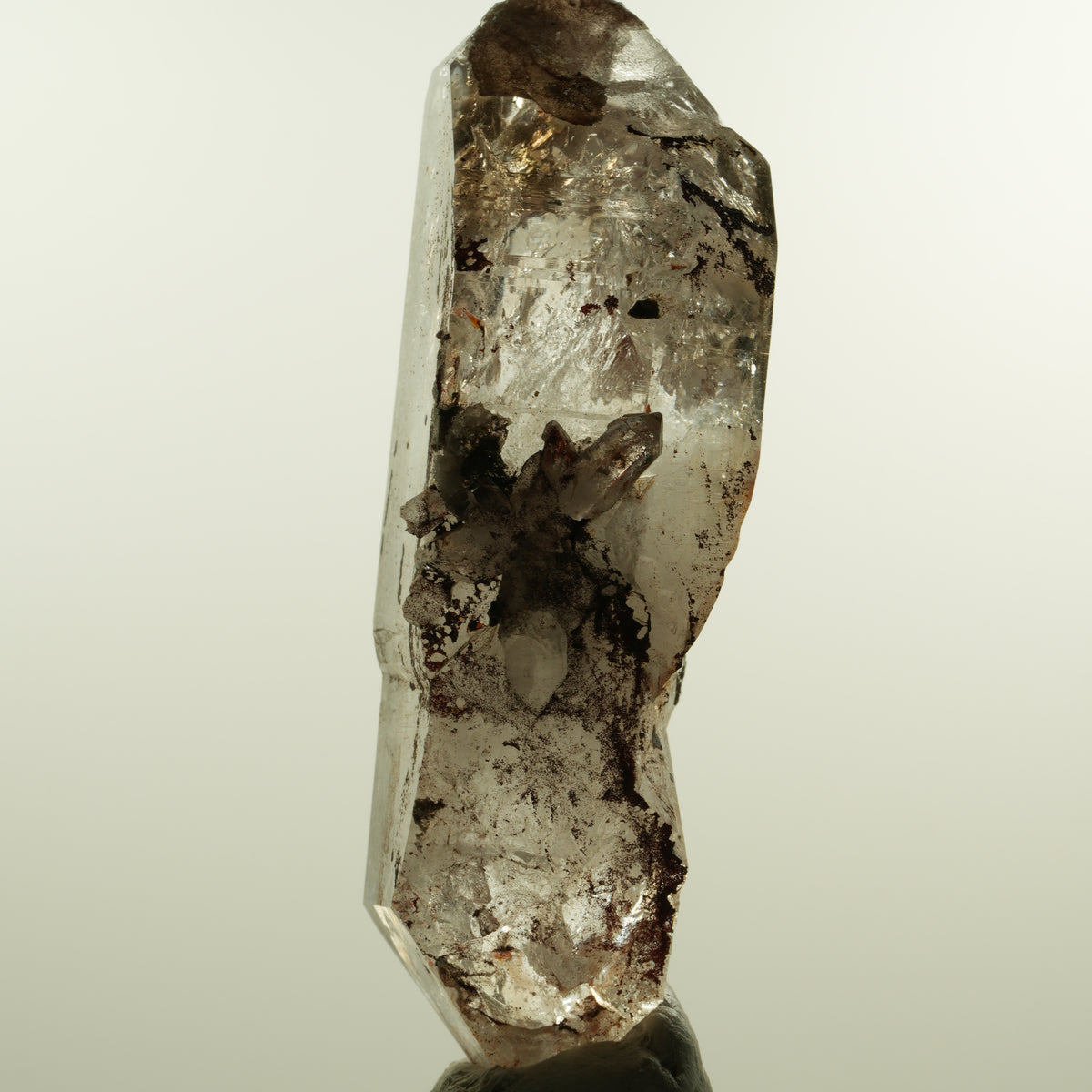 Enhydro Phantom Rauchquarz Skelett Doppelender, 1x Blase Goboboseb, Namibia 105*53*30mm #15160